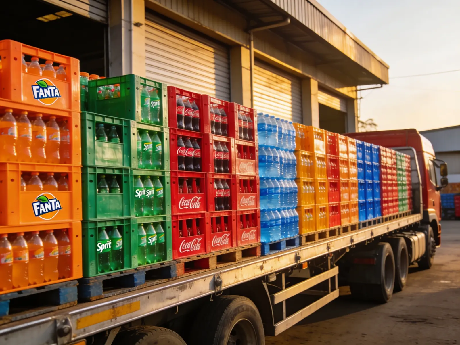 Trailer carrying crates of drinks