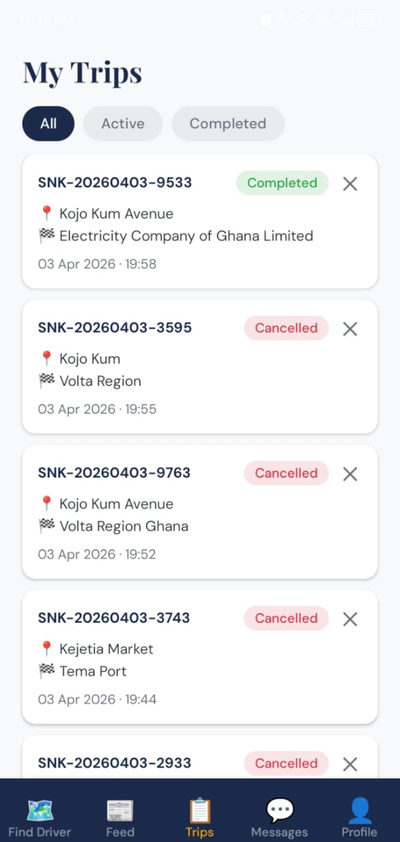 SONKA booking screen